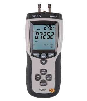 Pitot Tube Anemometer / Differential Manometer with Air Volume, R3001